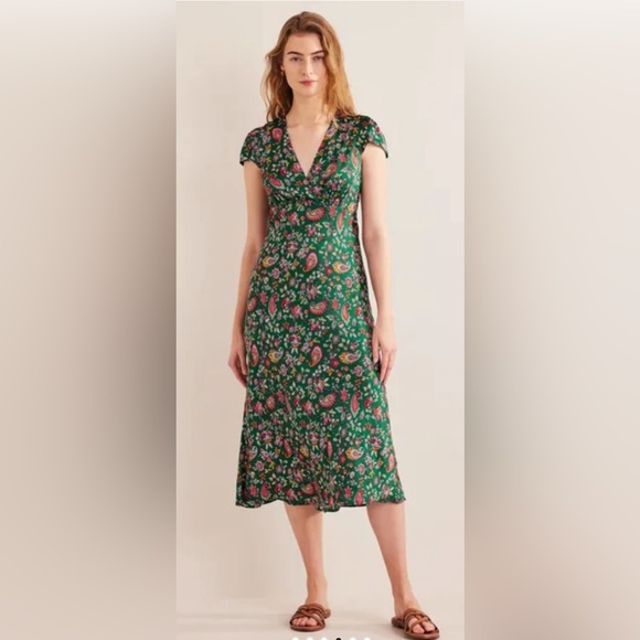 Boden Green Floral Midi Dress - Picture 3 of 11